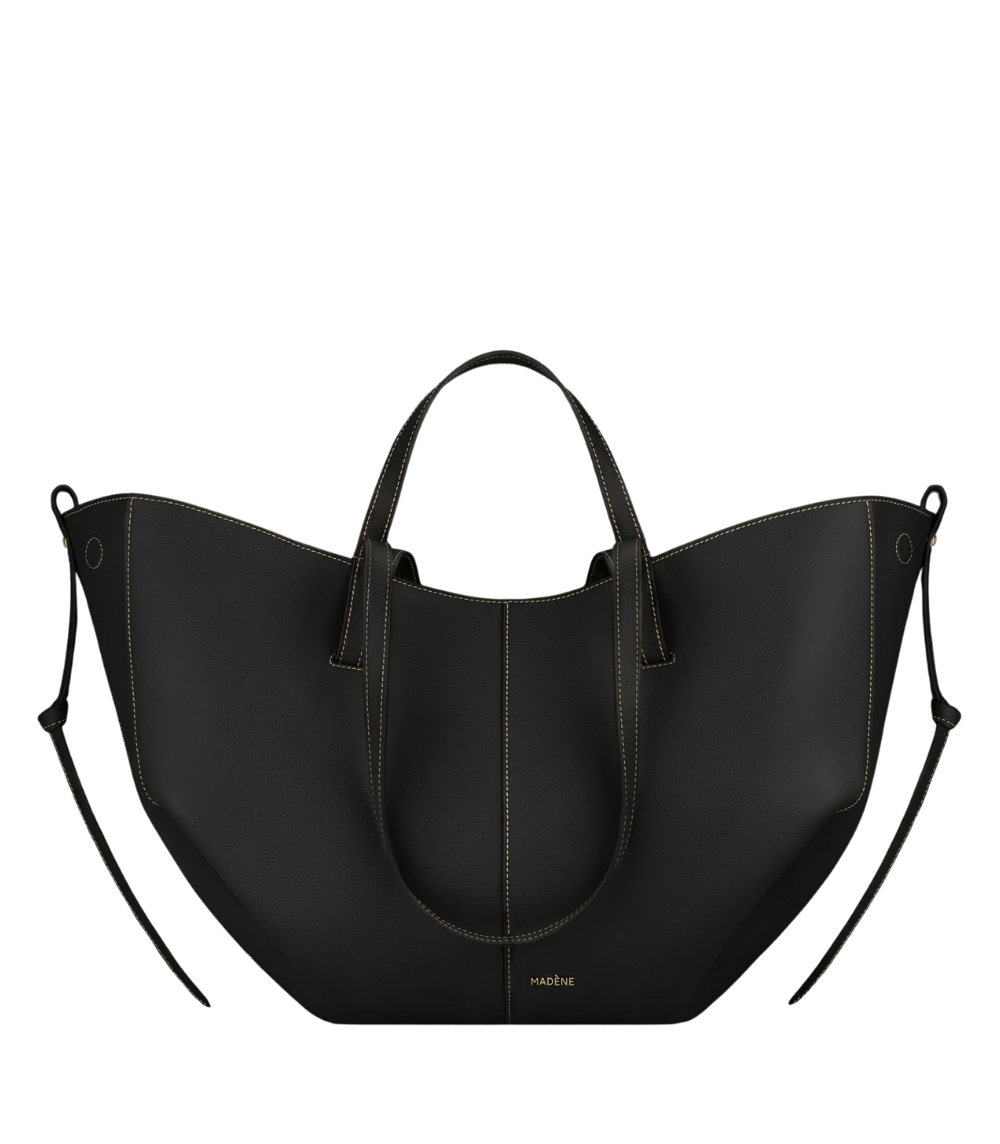 Cyme - Textured Black with Ecru Stitching