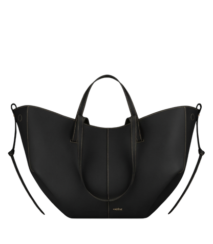 Cyme - Textured Black with Ecru Stitching