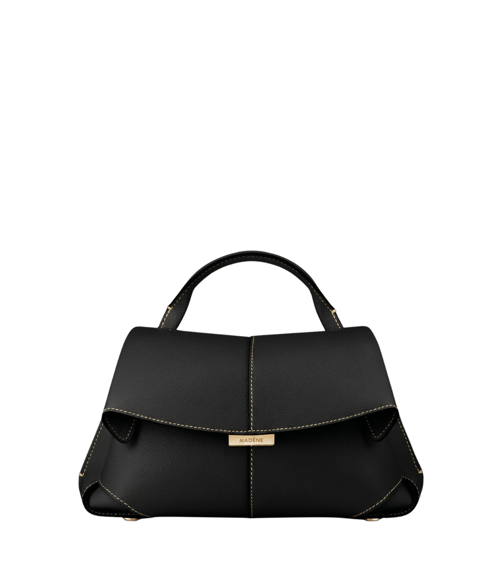 Mokki Mini - Textured Black with Ecru Stitching