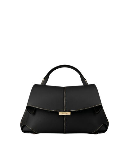 Mokki Mini - Textured Black with Ecru Stitching