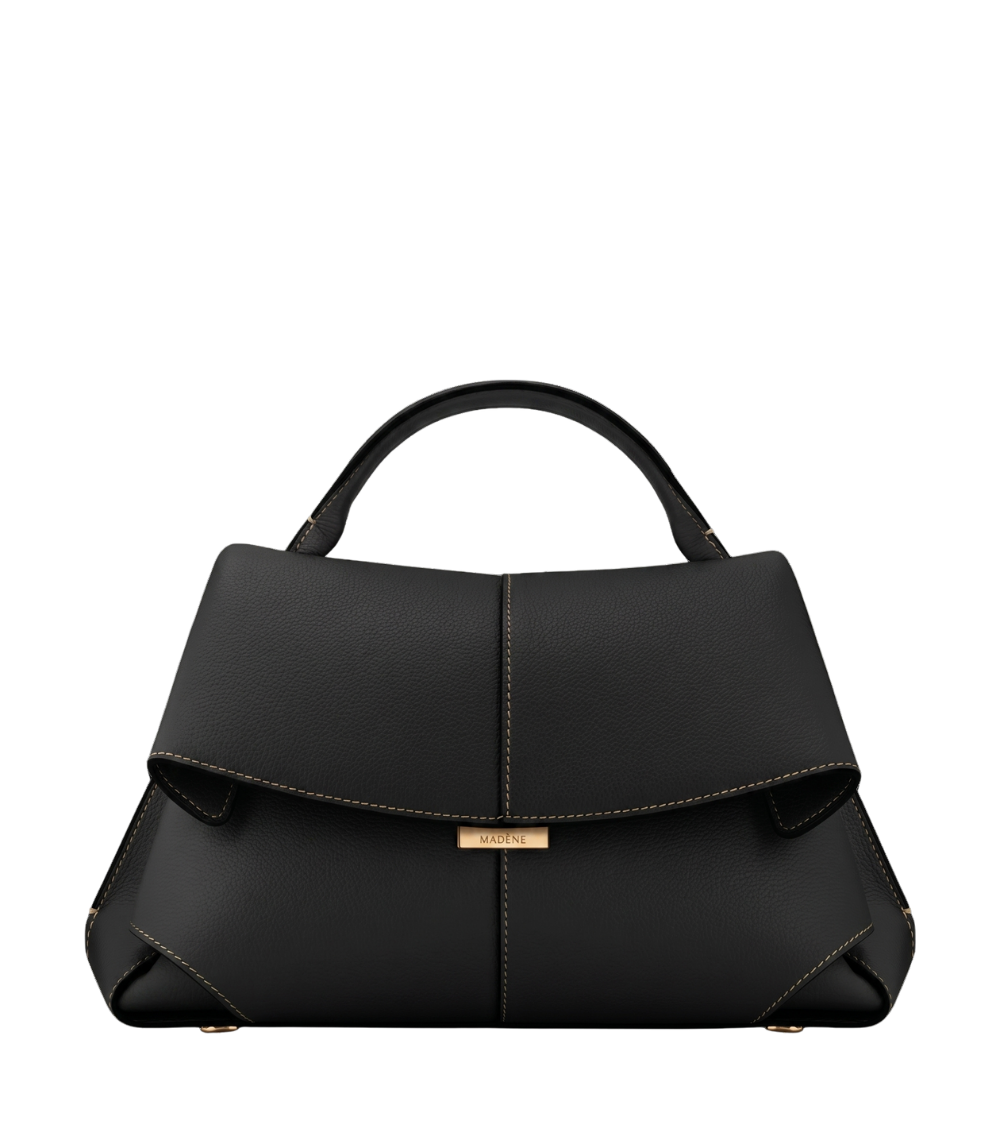 Mokki - Textured Black with Ecru Stitching
