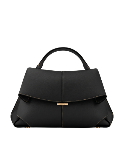 Mokki - Textured Black with Ecru Stitching