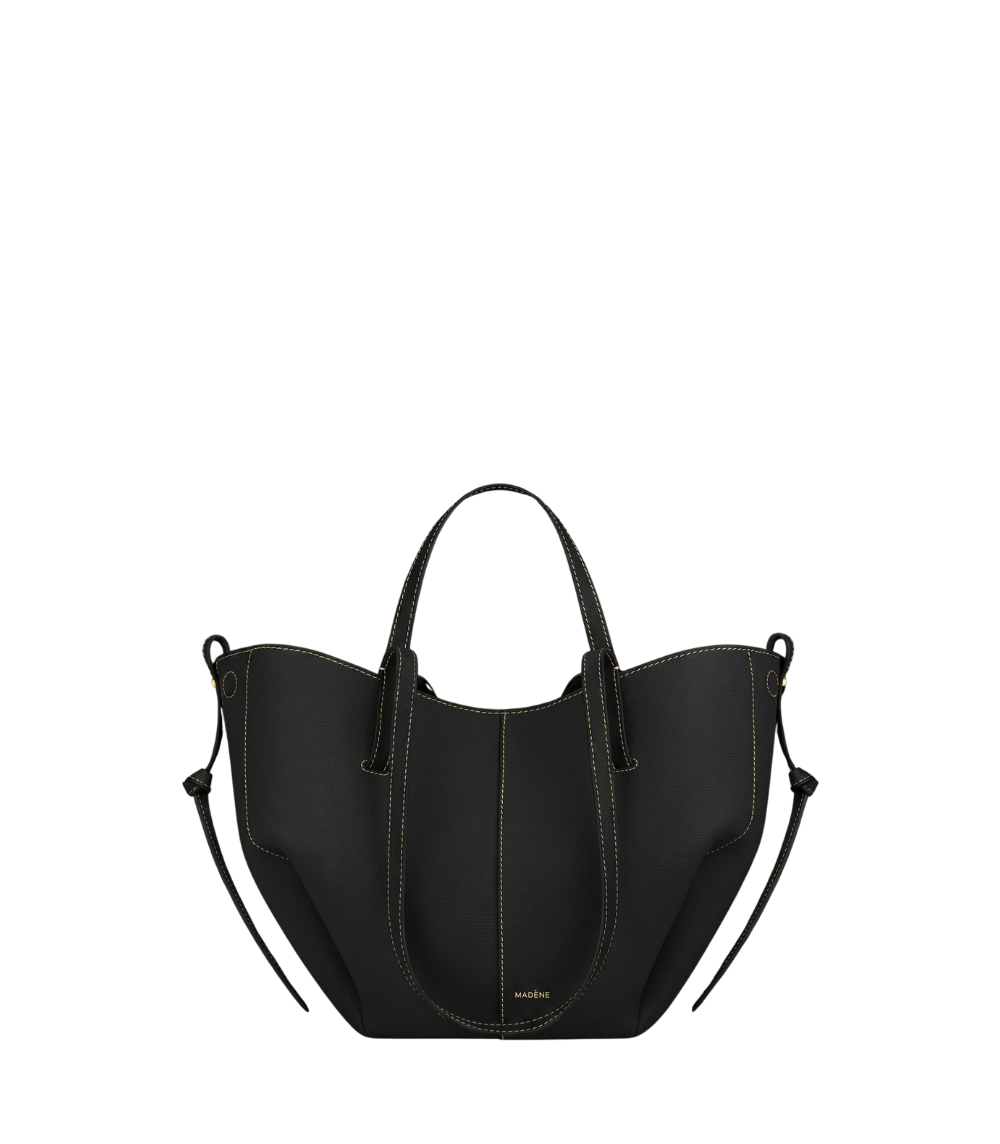 Cyme Mini - Textured Black with Ecru Stitching